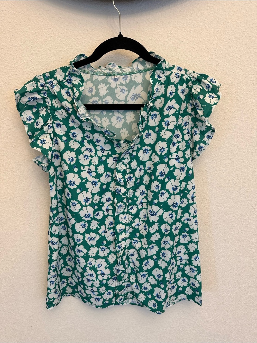 Women’s Floral Puff-Sleeve Ruffle Boutique Top NWOT
